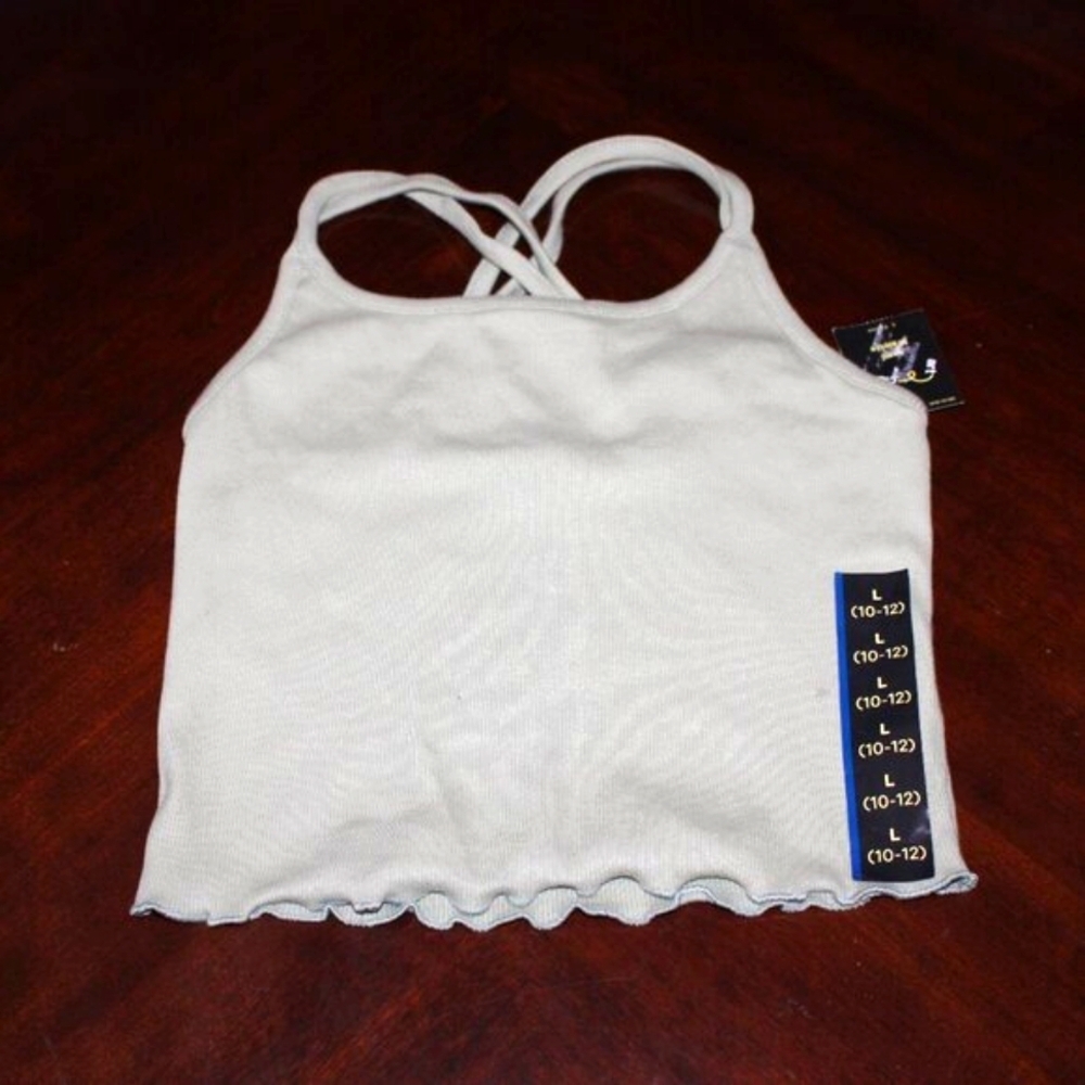Art Class Ribbed Cami Bralette – Olive Green – Girls Size L (10–12) – NWT